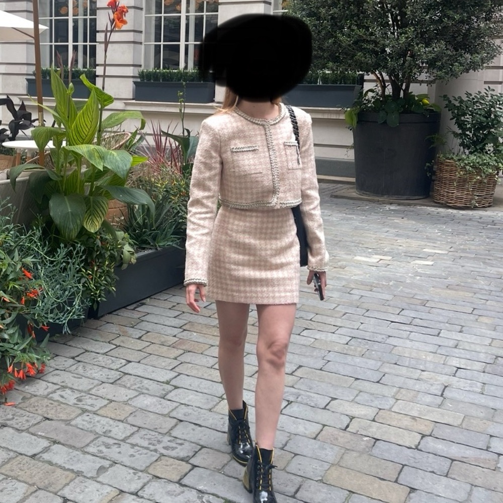 ASSIGNMENT BAILEY CROPPED JACKET Chic Pink Tweed Blazer